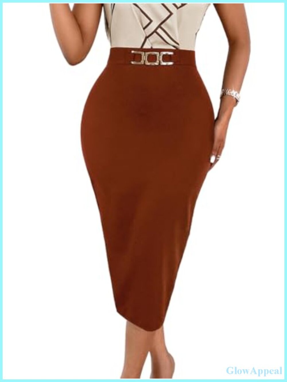 High Waist Midi Pencil Skirt Bodycon Business Office Casual Women's